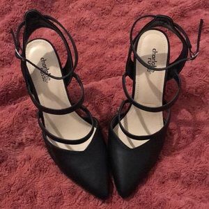 Black Leather Ankled Strap Sandals